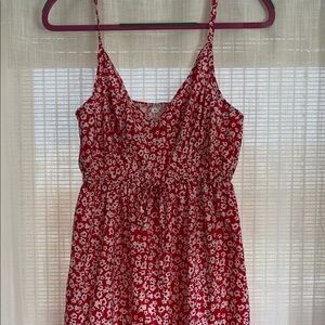 Red and White Spaghetti Strap Dress